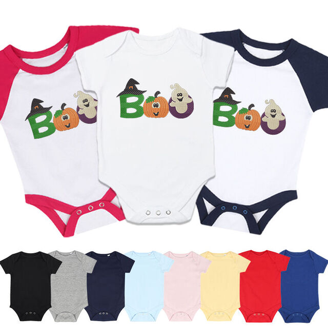 Boo Embroidered Short Sleeve Babygrow