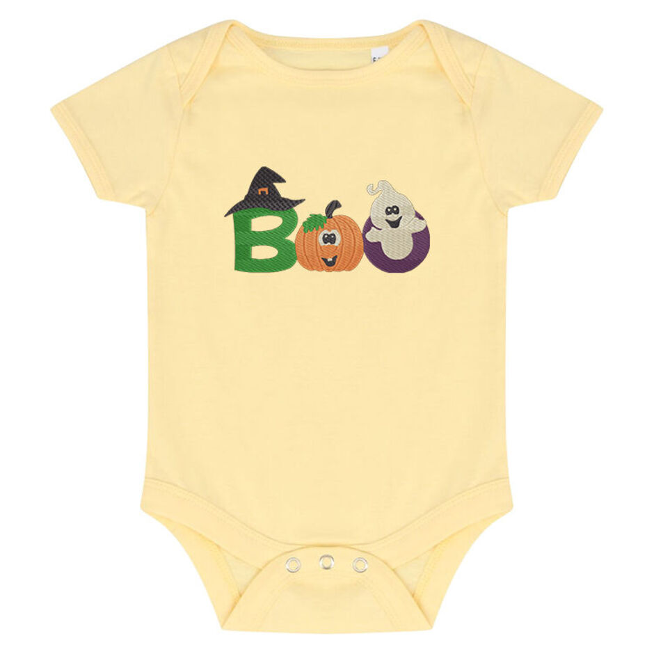 Boo-Embroidered-Short-Sleeve-Yellow-Baby-Grow