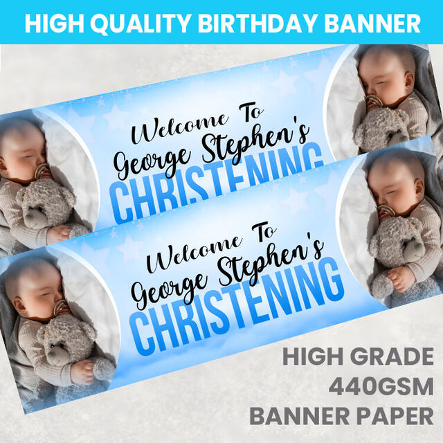 Boy Christening Personalised Banner
