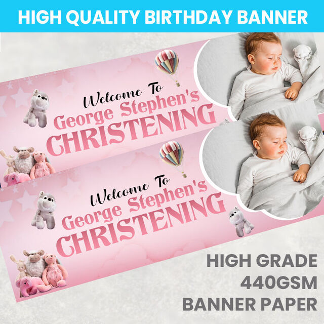 Girl Christening Personalised Banner
