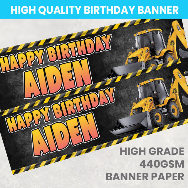 Digger Personalised Birthday Banner