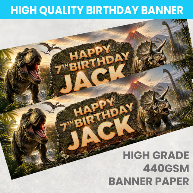 Jurassic Period Dinosaurs Personalised Birthday Banner