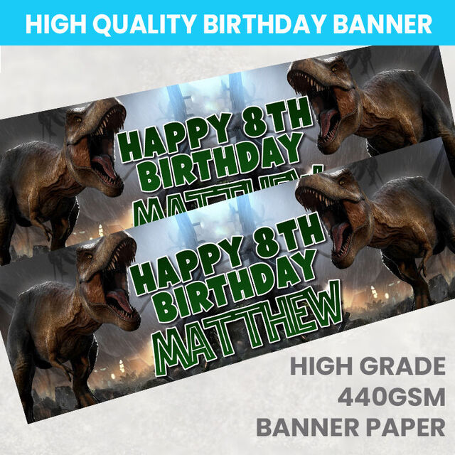 Dinosaur T Rex Personalised Birthday Banner
