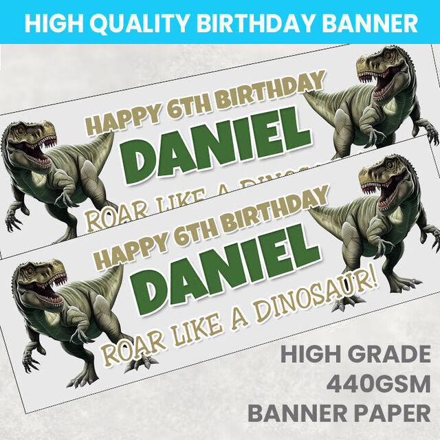 Dinosaur T Rexs Personalised Birthday Banner
