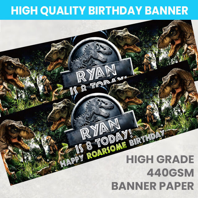 Jurassic Period Dinosaurs Personalised Birthday Banner