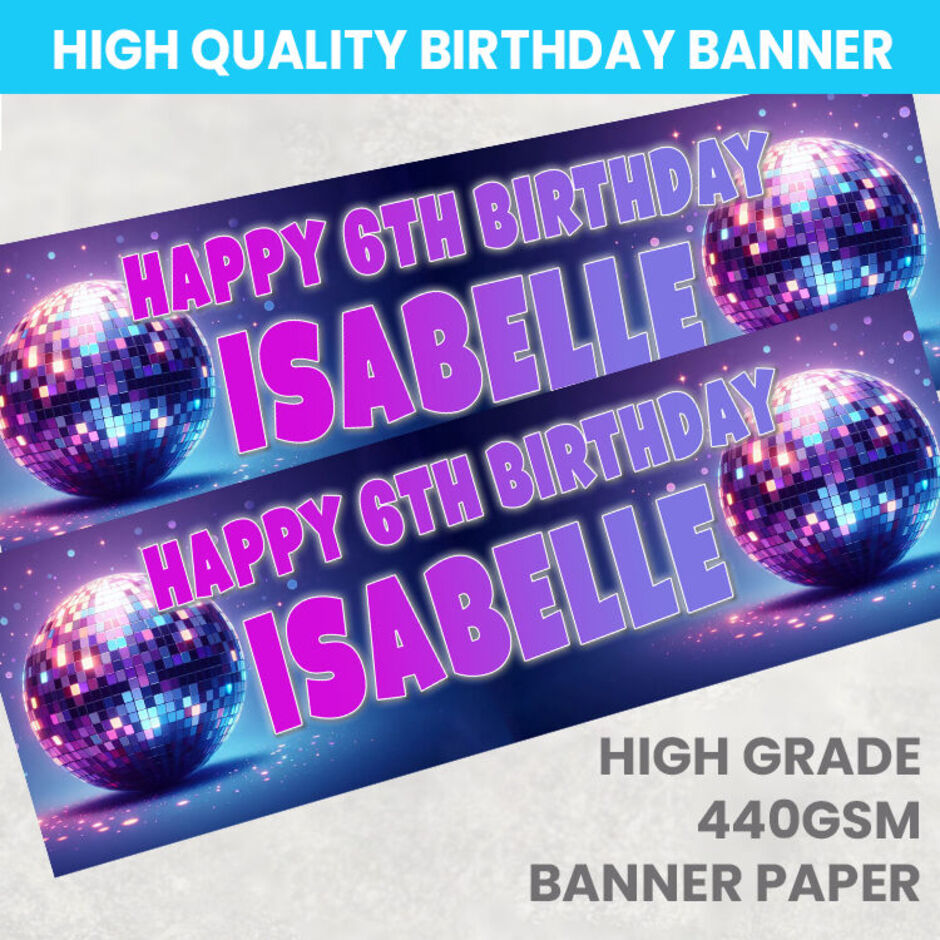 Personalised-Disco-Ball-Birthday-Banner