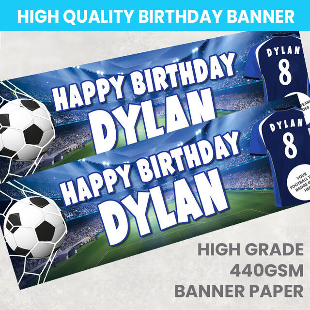 Football + Photo Personalised Birthday Banner