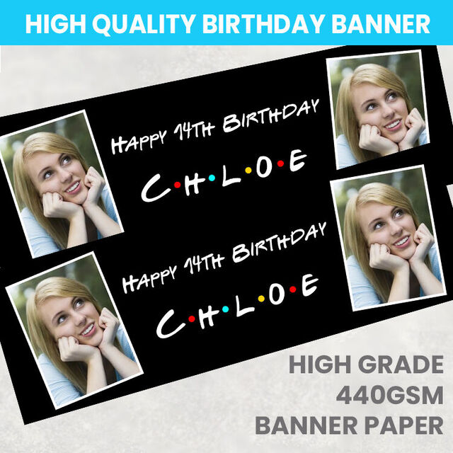 Friends Theme + Photo Personalised Birthday Banner