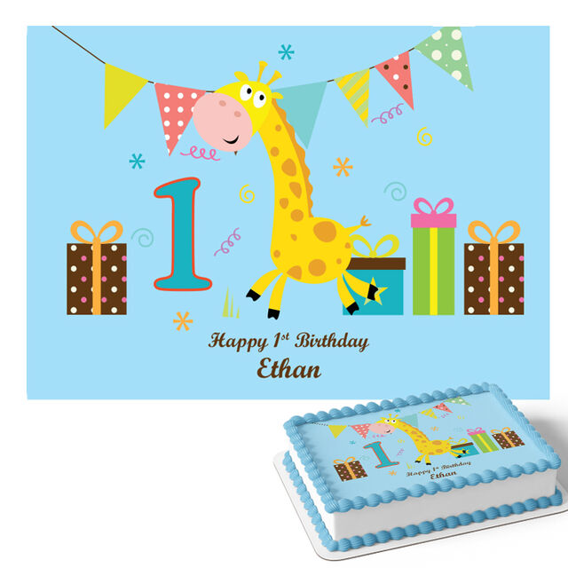 1st Birthday Giraffe (Rectangle Cake Topper)