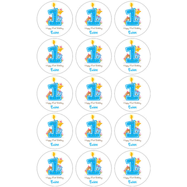 1st Birthday - Blue (Cupcake Toppers)