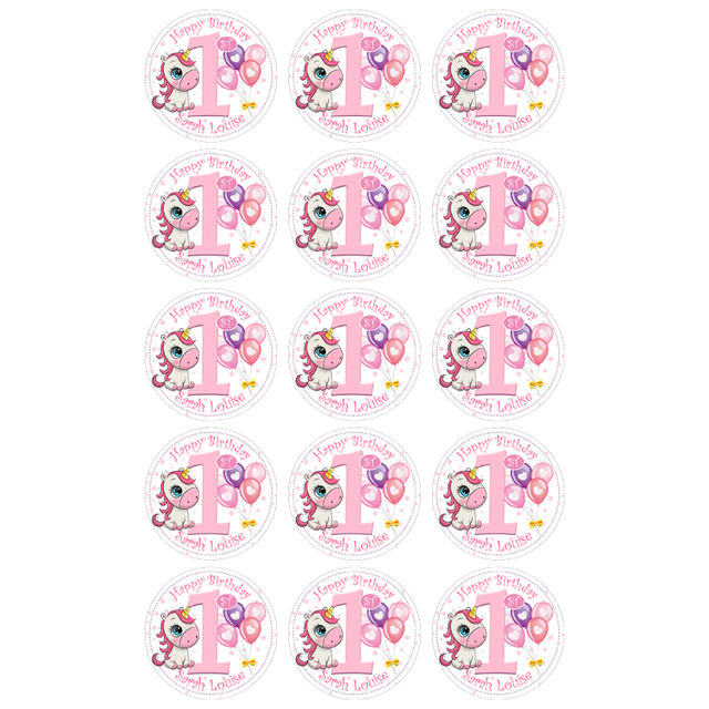 1st Birthday Unicorn (Cupcake Toppers)