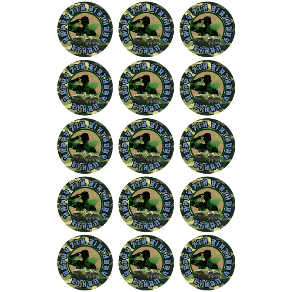 Army-Personalised-Round-Edible-Cup-Cake-Toppers