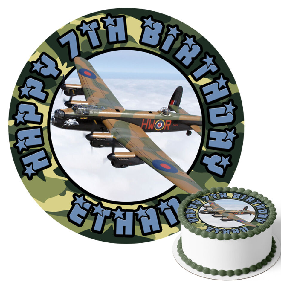 Lancaster-Bomber-Personalsied-Round-Edible-Cake-Topper