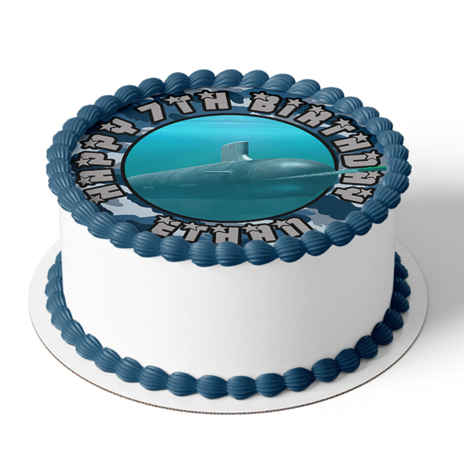 Nuclear-Submarine-Personalised-Round-Edible-Cake-Topper-Cake-View