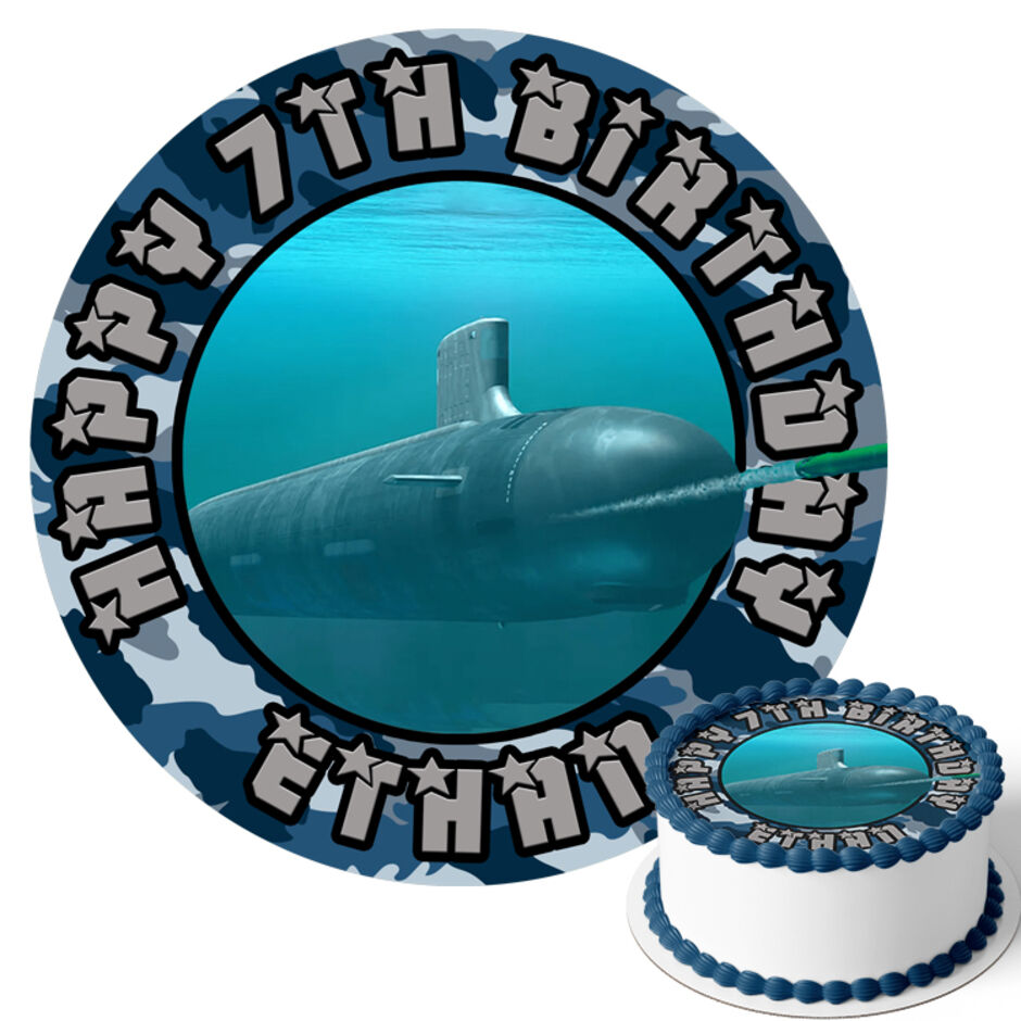 Nuclear-Submarine-Personalised-Round-Edible-Cake-Topper-Main-Image