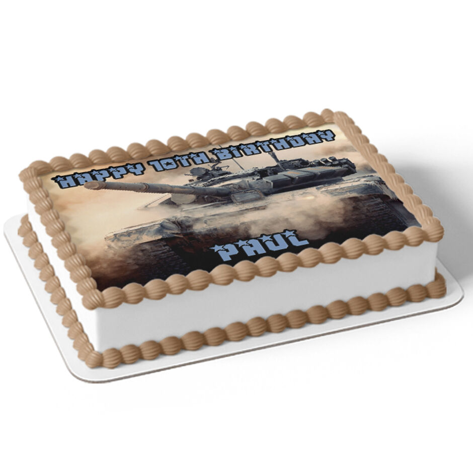 Tank-Personalised-Rectangle-Edible-Cake-Topper-Cake-View