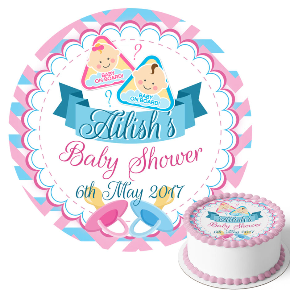 Baby-on-Board-Personalised-Round-Edible-Baby-Shower-Cake-Topper-Main-Image