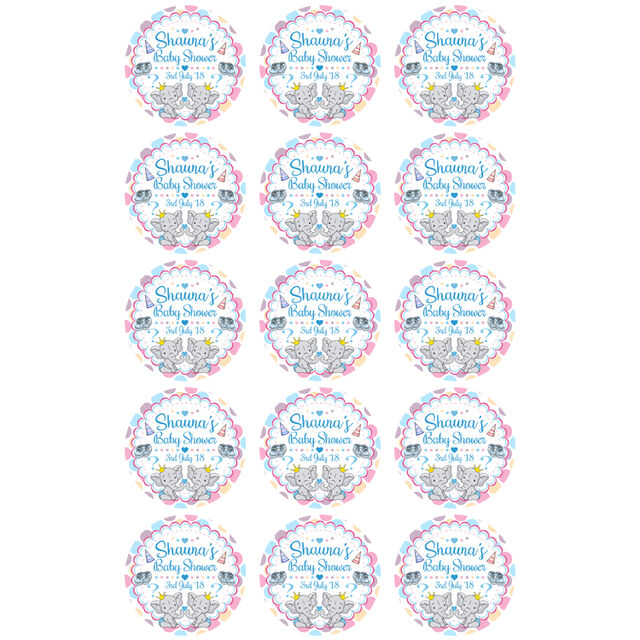 Boys Baby Shower Cute Elephants (Cupcake Toppers)