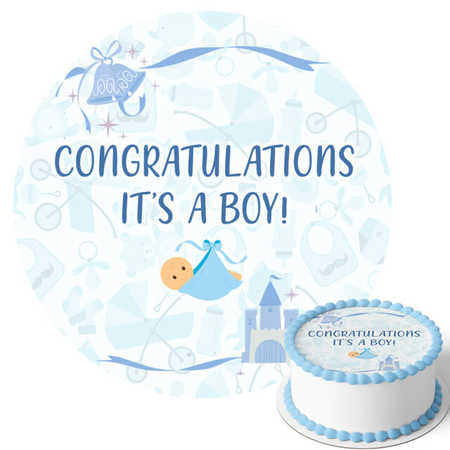 Congratulations It's a Boy (Round Cake Topper)