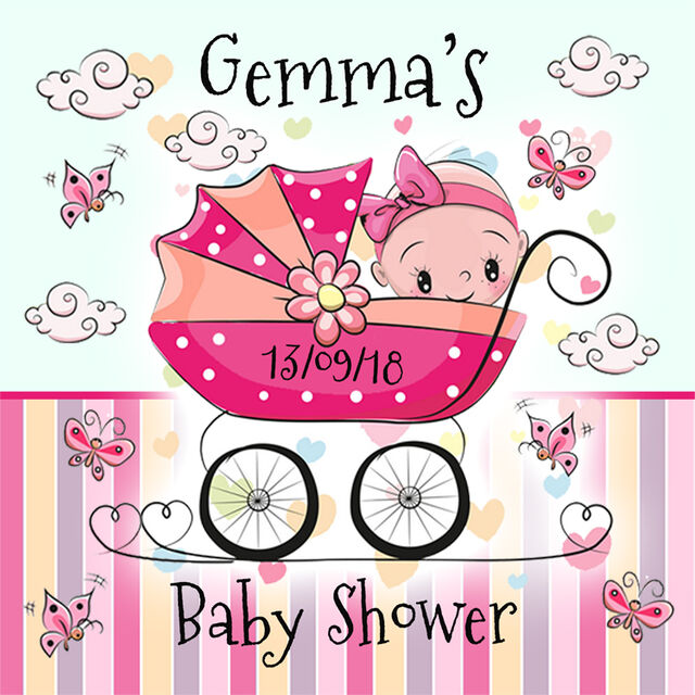 Girl's Baby Shower Pram (Square Cake Topper)