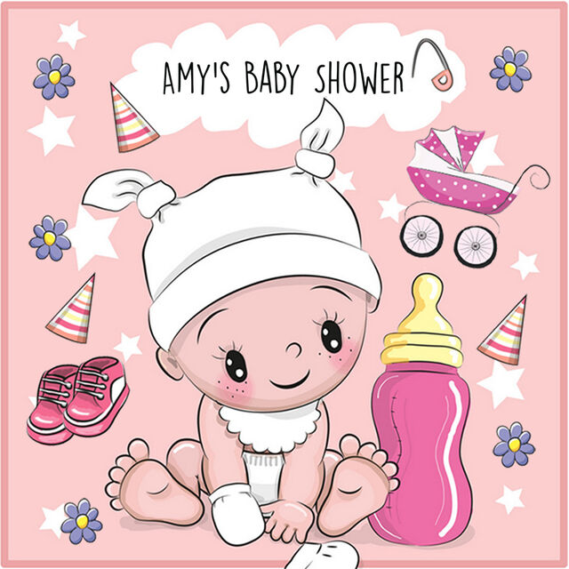 Girls's Baby Shower (Square Cake Topper)