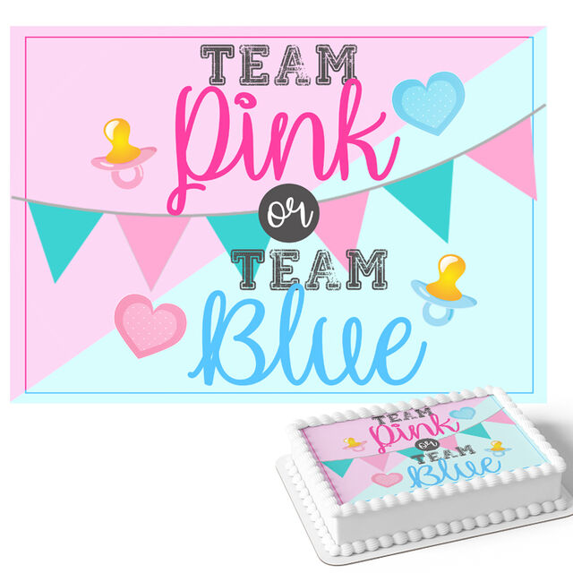 Pink or Blue Team (Rectangle Cake Topper)