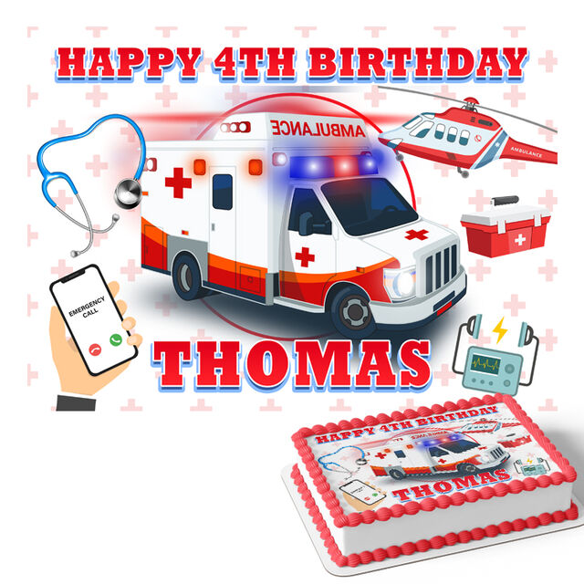 Ambulance (Rectangle Cake Topper)