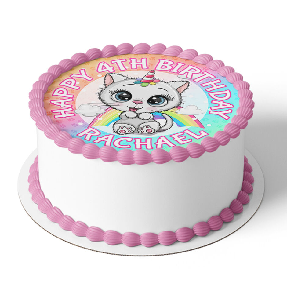 Cats-and-Kittens-Personalised-Round-Edible-Calke-Topper-Cake-View