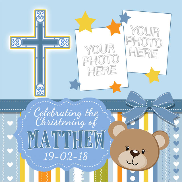 Christening + Photo (Square Cake Topper)