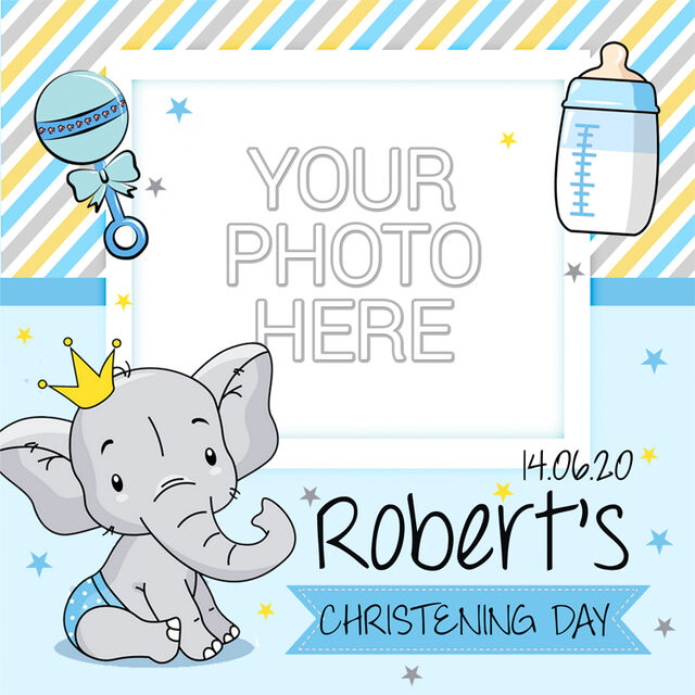 Cute Elephant (Square Cake Topper)