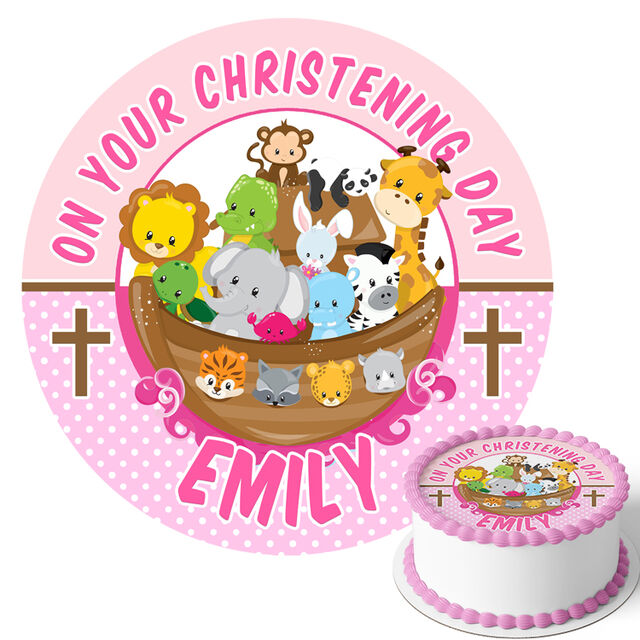 Noah's Ark Pink (Round Cake Topper)