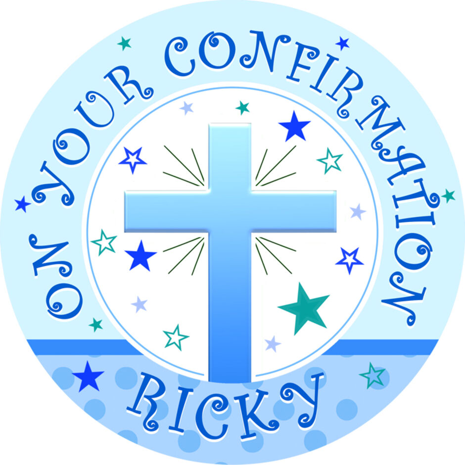 On-Your-Confirmation-Day-Personalised-Round-Edible-Cake-Topper-Blue