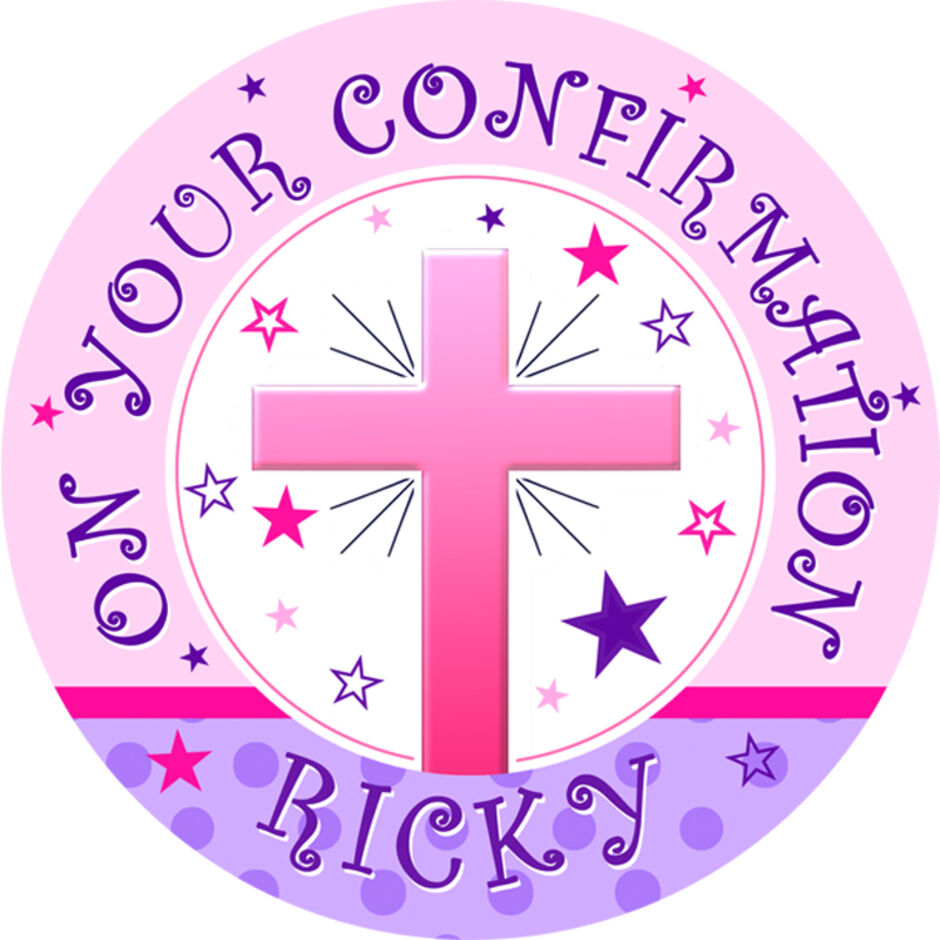 On-Your-Confirmation-Day-Personalised-Round-Edible-Cake-Topper-Pink