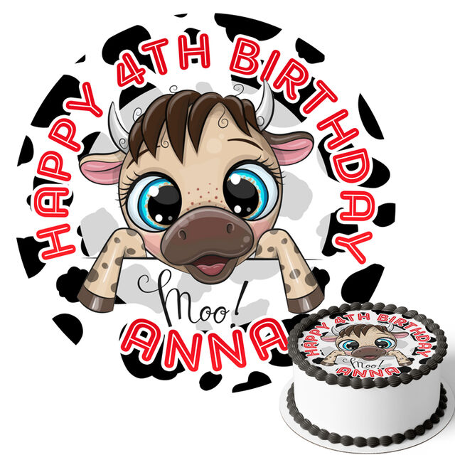 Cute Cow (Round Cake Topper)