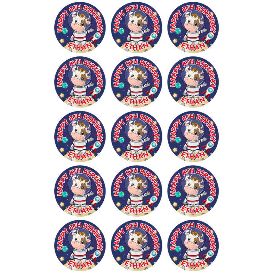 Cute-Space-Cow-Personalised-Round-Edible-Cup-Cake-Toppers