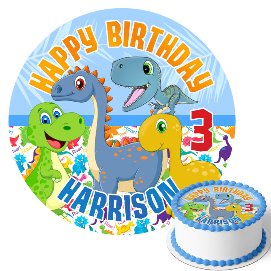 Dino-Personalised-Round-Edible-Cake-Toppe-Main-Imager
