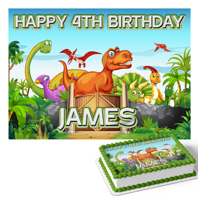 Kids Dinosaur (Rectangle Cake Topper)