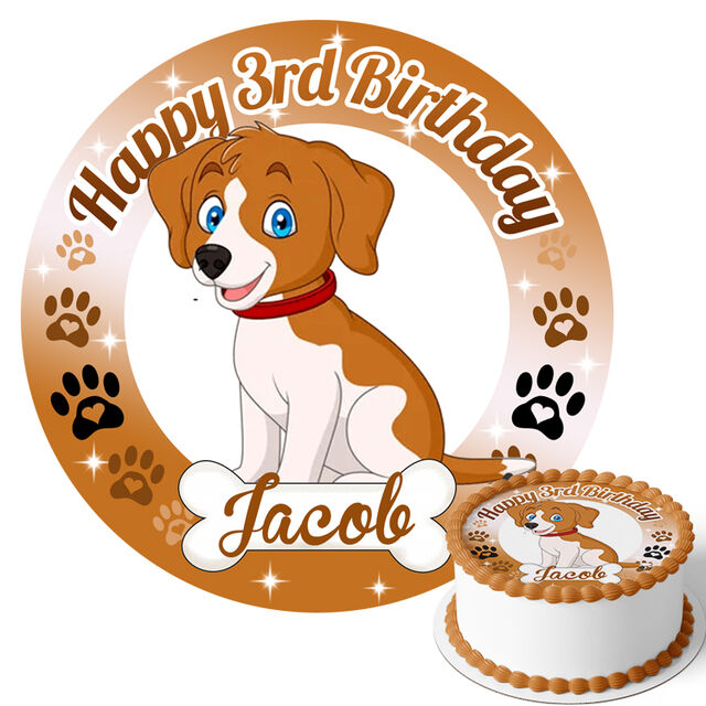 Cute Puppy Dog (Round Cake Topper)