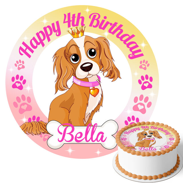 Brown Puppy Dog Crown (Round Cake Topper)