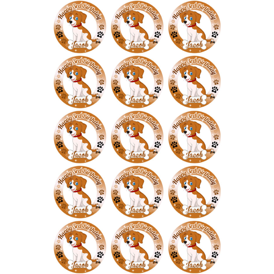 Cute-Puppy-Dog-Personalised-Round-Edible-Cup-Cake-Toppers