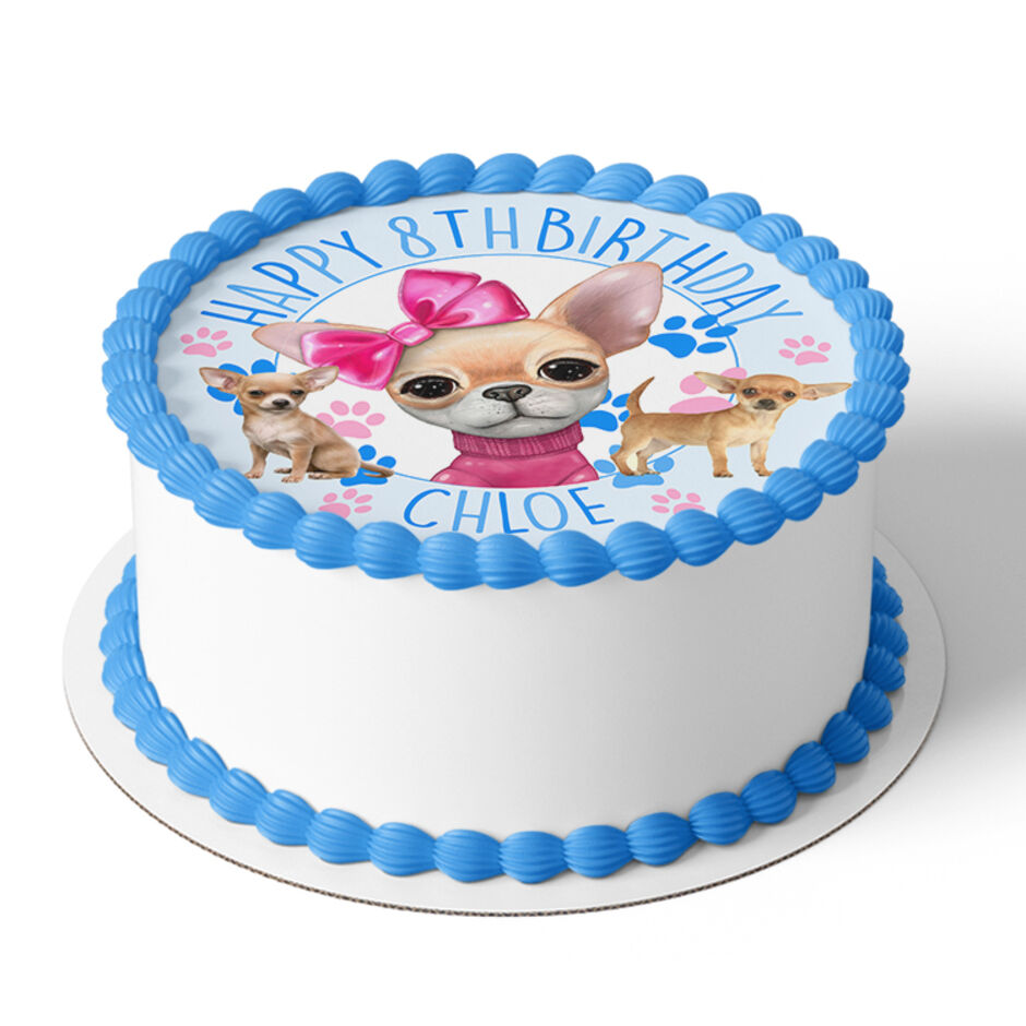 Dogs-Personalised-Round-Edible-Cake-Topper-Cake-View