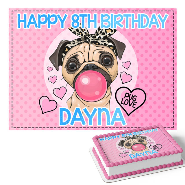 Pug (Rectangle Cake Topper)