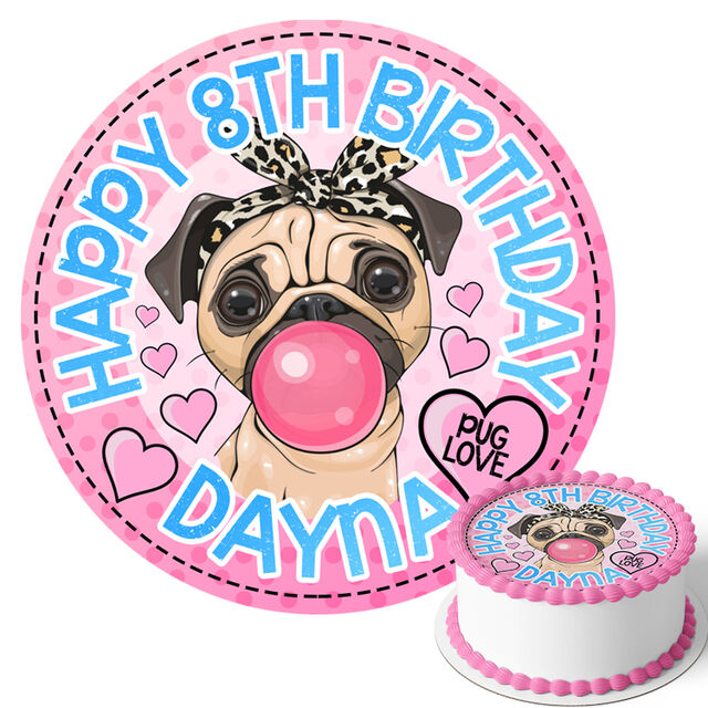 Pug (Round Cake Topper)