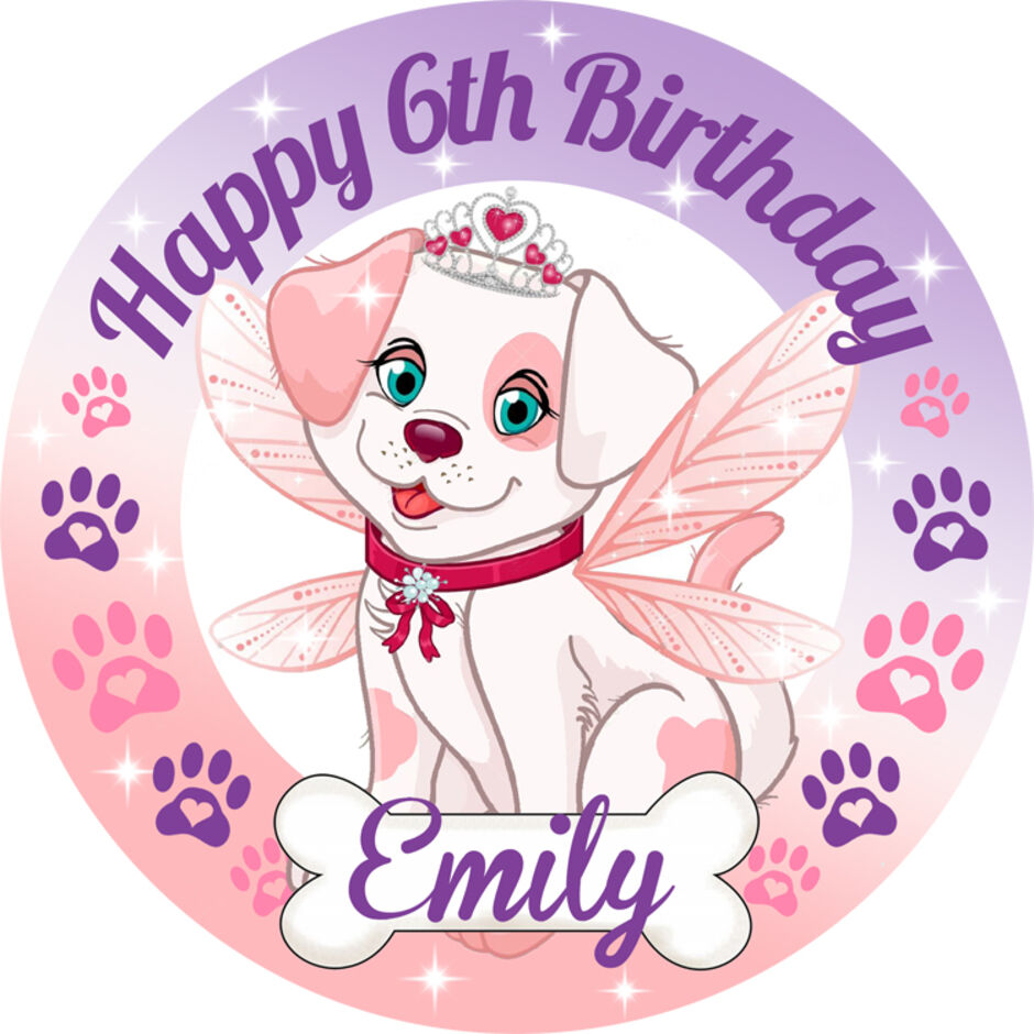 Puppy-Dog-Personalised-Round-Edible-Cake-Topper