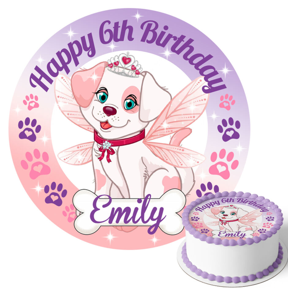 Puppy-Dog-Personalised-Round-Edible-Cake-Topper-Main-Image