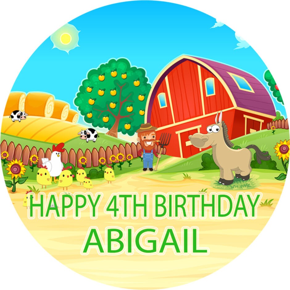 Farm-Animals-Personalsied-Round-Edible-Cake-Topper