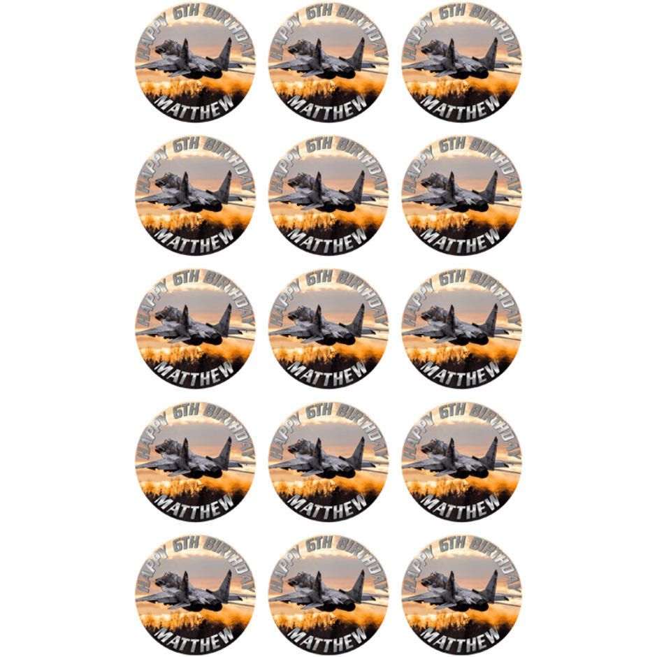 Fighter-Jet-Personalised-Round-Edible-Cup-Cake-Toppers-c