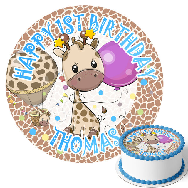 Giraffe Blue (Round Cake Topper)