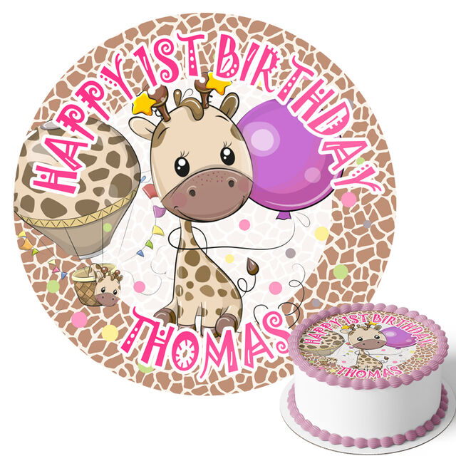 Giraffe Pink (Round Cake Topper)