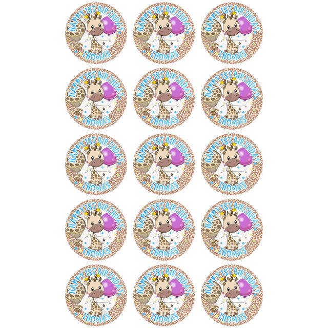 Giraffe Blue (Cupcake Toppers)